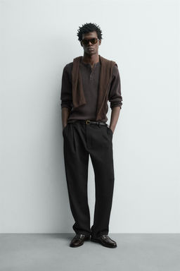 WOOL BLEND PLEATED TROUSERS - Zara фото 11
