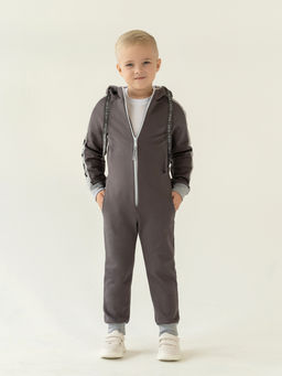 Комбинезон детский с капюшоном серый актив спорт