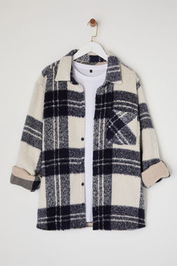 TRENDYOL MAN Ekru Unisex Oversize Fit K?sl?k Kareli Oduncu Gomlek Ceket TMNAW25GO00024 - Trendyolmilla фото 15