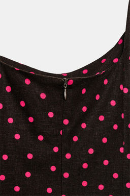 VESTIDO LUNARES MANGA ABULLONADA CON LINO / Multicolor - Zara фото 8