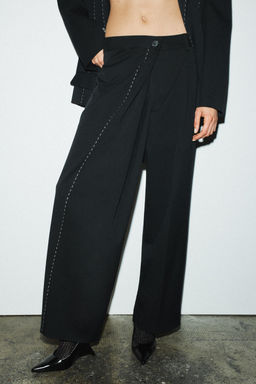 WRAPAROUND TROUSERS WITH TOPSTITCHING - Zara фото 3