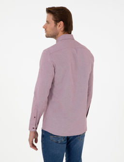 Bordo Slim Fit Uzun Kollu G_mlek