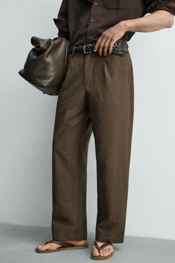 PANTAL?N WIDE FIT PLIEGUES / Marr?n chocolate - Zara фото 5