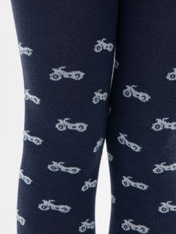 Цена за 3 пары! Колготки детские в темно-синем цвете с рисунком в виде мелких мотоциклов - Mark formelle фото 3