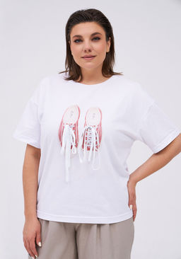 Футболка KaVari 4012 белый/коралловый принт  фото 6