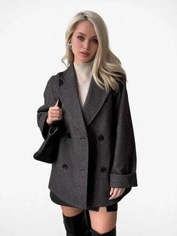 Пальто женское демисезонное 27220 (серый точка)