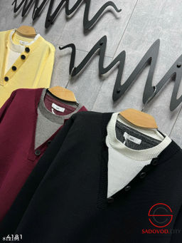 Свитер имитация двойки, плотный вязаный трикотаж. - Bruno фото 3