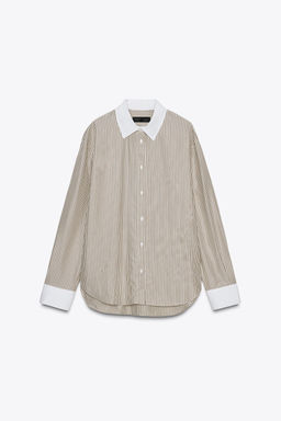 ZW COLLECTION CONTRAST STRIPED SHIRT - Zara фото 7