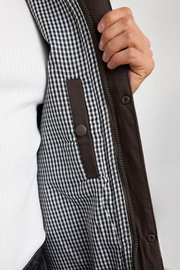 Haki Regular Fit Kadife Yaka Detayl? Mevsimlik Unisex Mont TMNAW25MO00017 - Trendyolmilla фото 5