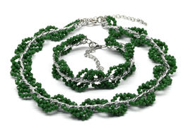 Колье и браслет из циркона с цепью цв.крем, 44см, 22см - Радуга камня фото 10