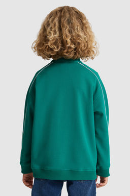 Erkek Гocuk Koyu YeЕil FermuarlД Sweatshirt