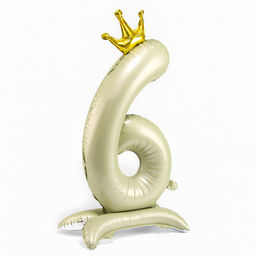 Воздушный шар фольгированный 42" «Цифра 6 с короной», на подставке