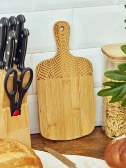 Доска разделочная бамбук 280*140*10мм №8 с ручкой КТ-ДР-133 - Катунь фото 3