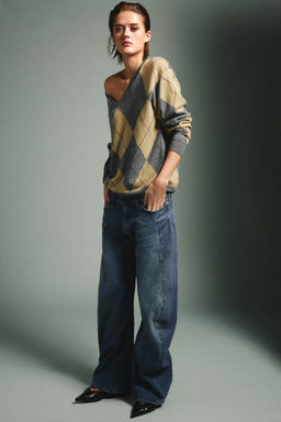 JERSEY 100% LANA ROMBOS / Verde gris