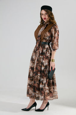 Платье NIKVA н1010-1 шоколад и тигровая абстракция  фото 10