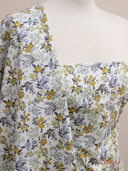 Импорт. хлопок Цветочная легенда (горчичные цветы), ш.1.48м, хлопок-100%, 105гр/м.кв - Купава фото 5