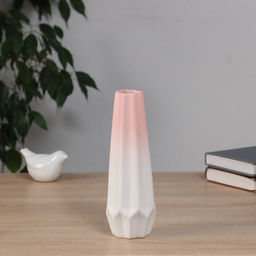 Ваза Хайди, грани, 20.5?6.5 см, керамика, белая, розовая
