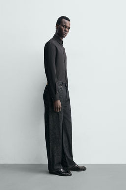 Рубашка Zara CAMISA SLIM FIT черная