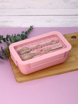 Ланчбокс "Beautiful life", pink (ложка+вилка), 1100 мл