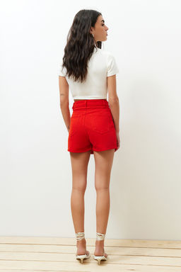 K?rm?z? Y?rtmacl? Denim Sort Etek TWOSS23SR00091