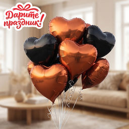 Украшение интерьерное Фонтан из шаров "Сердечки" 10 шт.