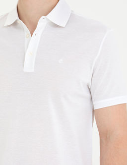Beyaz Slim Fit Merserize Ti__rt