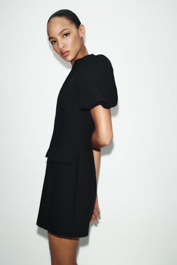 VESTIDO CORTO MANGA ABULLONADA / Negro - Zara фото 4