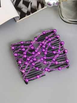 Зажим для волос «Сетка», бусины, 9.5 см, сиреневый