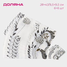 Набор салфеток сервировочных Доляна Укроп, 6+6 шт (2843, 9,59,5 см), цвет белый