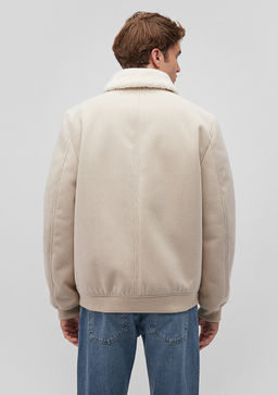 Suni Kurk Detayl? Bej Kadife Ceket - Mavi фото 4