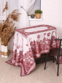 Скатерть Премиум Новогодние игрушки-бордо 150*220 см. п/лен - Лен поволжья фото 3