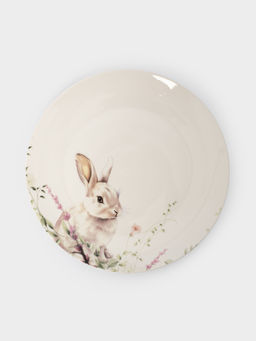 Тарелка обеденная, 27 см, фарфор N, белая, Кролик в цветах, Bunny