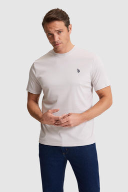 Erkek A__k Gri Regular Fit Bisiklet Yaka Basic Ti__rt