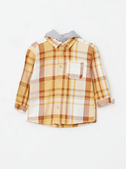 Kap??onlu Uzun Kollu Ekose Desenli Erkek Bebek G?mlek Ceket