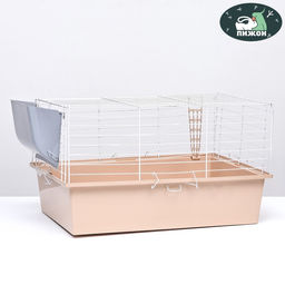 Клетка для грызунов Пижон №1 складная, 58 х 40 х 34 см (+миска, 2 кормушки), бежевая