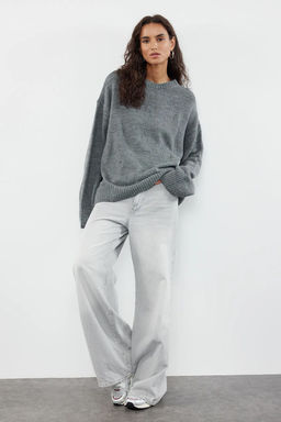 Antrasit Genis Kal?p Yumusak Dokulu Triko Kazak TWOAW25KZ00168 - Trendyolmilla фото 2