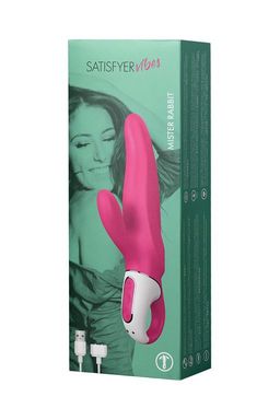 Нереалистичный вибратор Satisfyer Vibes Mr. Rabbit, силикон, красный, 22,1 см.  фото 16
