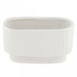 Кашпо для цветов керамическое "Аккорд" 1л, 18,5х9,5х10см, внутренний размер 17,3х8см, фактурный глянец, противоскользящие накладки, белый, в коробке (Китай)