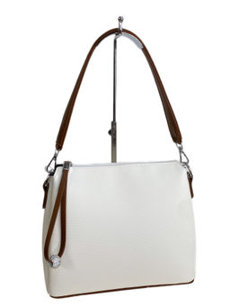 Женская сумка из искусственной кожи, цвет белый с шоколадом