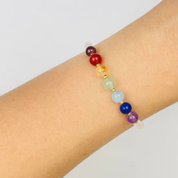 Браслет 7 чакр из Горного Хрусталя и Самоцветов