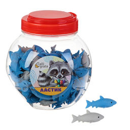 Цена за 100 шт. Ластик фигурный Акула, МИКС