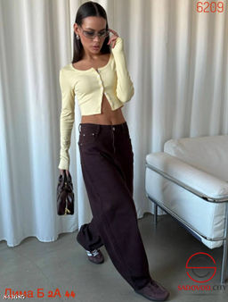 Джинсы багги с высокой посадкой