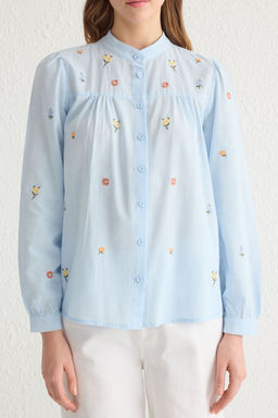 TRENDYOLMILLA Ekru Nak?s Detayl? Regular Normal Kal?p Dokuma Gomlek TWOSS23GO00152 фото 10