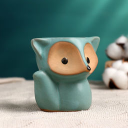 Горшок для цветов «Лисёнок Фред» керамический, 200 мл, 8×9×9 см, бирюзовый