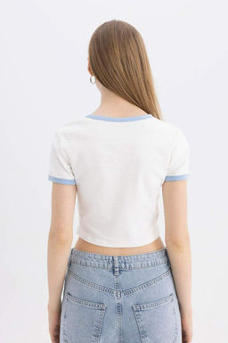 Классная футболка с короткими рукавами и круглым вырезом с принтом - Defacto фото 10