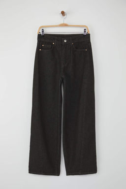 Siyah Orta Bel Dikis Detayl? Baggy Genis Kal?p Jeans TWOAW26JE00121 - Trendyolmilla фото 5