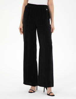 Siyah Kupro Kuma_ Loose Fit Pantolon