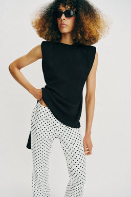 PANTALON FLARE STRETCH / Blanco / Negro - Zara фото 4