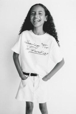 SLOGAN T-SHIRT WITH DRAWSTRING