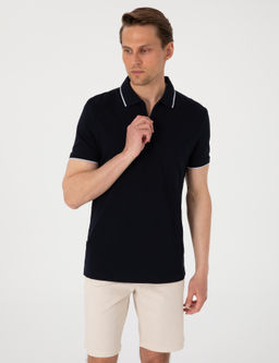 Lacivert Slim Fit Polo Yaka Ti__rt - Pierre cardin фото 3